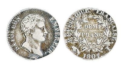 null Demi franc, 1807 Limoges, 3 848 ex. Très rare et TB