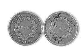 null Lot de deux 1/4 francs 1807 Paris, 17 296 ex. G349, LF 161. Les 2, TB