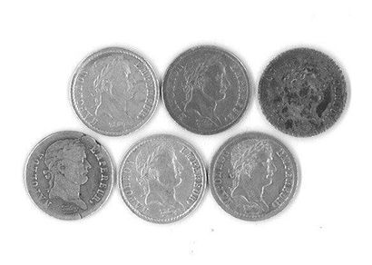 null Lot de six demi francs 1808: W, H,D,Q, I et BB. TB et TTB