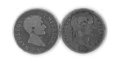 null Lot de deux p. de deux francs contremarquées: 1811 A avec fleur de lys au revers...