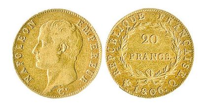 null 20 F. Napoléon I, tête nue, 1806 Perpignan, 3 973 ex. Rare et TB à TTB