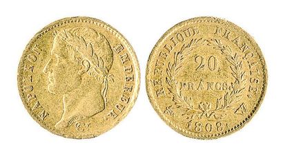 null 20 F. Napoléon I lauré, 1808 Lille, 8 489 ex. TB à TTB