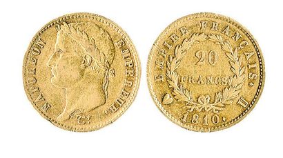 null 20 F. Napoléon I lauré, 1810 Turin, 5 891 ex. Rare et presque TTB