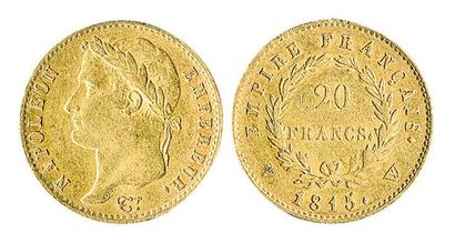 null 20 F. Napoléon I lauré, 1815 Lille, 9 639 ex. TTB