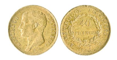 null 40 F. Napoléon I, type transitoire, 1807 Lille, 6 043 ex. Rare et presque T...