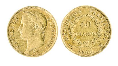 null 40 F. Napoléon I lauré, 1808 Toulouse, 4 226 ex. Presque TTB