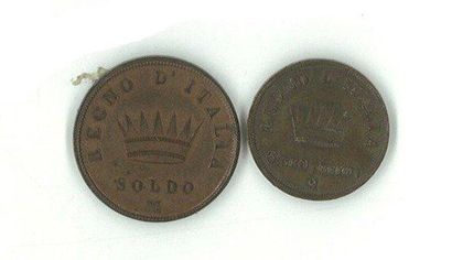 null IDEM - soldo et 3 centesimi de cuivre, 1812 Milan. LMN880 et 884 (tranches lisses)....