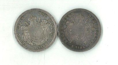 null IDEM - 5 lire, 1813. LMN1218. Lot de 2 ex. TTB et TB