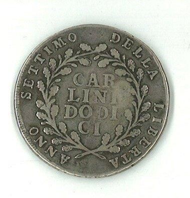 ITALIE République Napolitaine (1799) Piastre de 12 carlini, an VII (1799). LMN1192....
