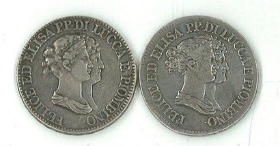 null IDEM - Lot de 2 autres 5 franchi aux moyens bustes pour 1807 et 1808. Les 2,...