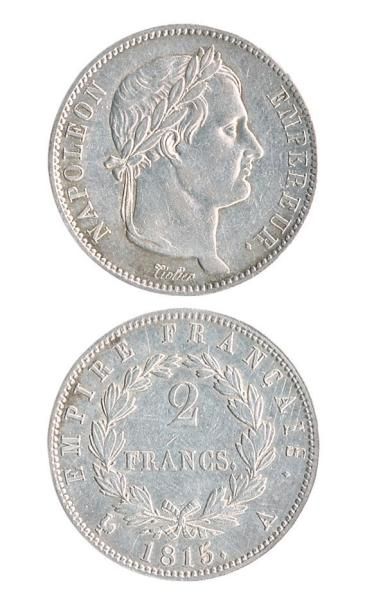 FRANCE Napoléon I, les Cents Jours. Deux francs 1815 A (TTB, nettoyée) dans un petit...