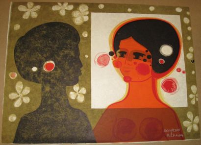 MENGUY FRÉDÉRIC (1927-2007) Deux femmes Lithographie sur Japon, n°XXXV/CXIX, signée...