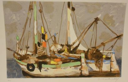 BABOULENE EUGÈNE (1905-1994) Les bateaux Lithographie, signée en bas à droite, justifiée...