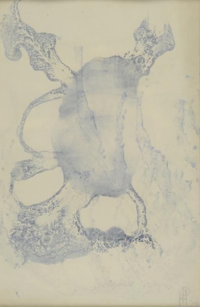 PFEIFFER HANS, 1907-1994 Sans titre gris bleu, 1931 aquarelle sur papier buvard (légère...
