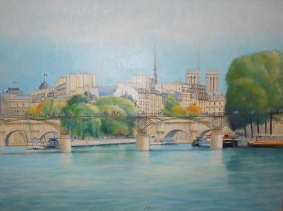 RAFLEWSKI ROLF (NÉ EN 1943) Paris, le Pont des Arts et l'Ile de la cité, 2003 Peinture...