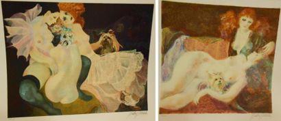 CASTANEDA EMILIA (NÉE EN 1943) Nus 2 lithographies en couleurs, signées en bas à...