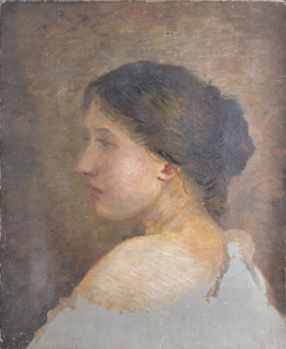 SARDIN ALBERT EDMOND (1874-1947) Buste féminin Esquisse à l'huile sur toile (accident),...