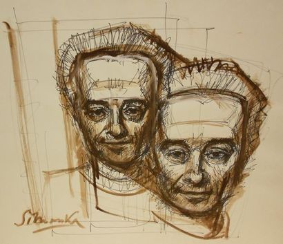SIMONKA GEORGES (1916-2001) Portrait d'homme Technique mixte, signée en bas à gauche,...