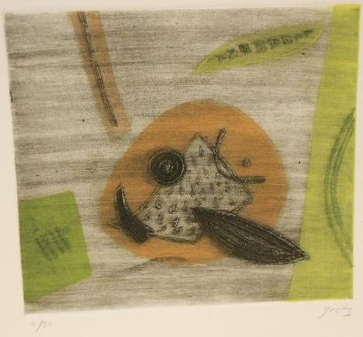 GOETZ HENRI (1909-1989) Composition gris brun Eau-forte, signée en bas à droite,...