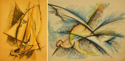 LERSY ROGER (1920-2004) Compositions 2 lithographies, signée en bas à gauche, 50...