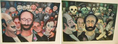MARCEAU MARCEL (1923-2007) La foule joyeuse, La foule triste 2 lithographies en couleurs,...