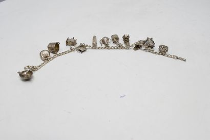 null CHINE - XXe siècle

Petit bracelet en métal argenté comprenant douze petits...