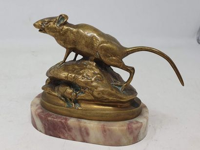 null HINGRE Louis Théophile (1832-1911)

Petite souris 

Bronze à patine dorée sur...
