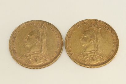 null Deux pièces en or de 1 souverain Victoria " effigie du jubilé ".

- 1890 (x1)

-...