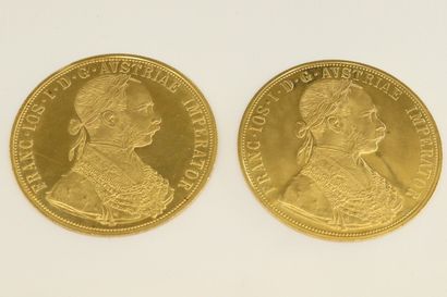 null Lot composé de deux pièces de 4 Ducats François Joseph Ier, 1915.

Poids : 27,90...