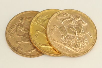 null Trois pièces en or de 1 souverain Edouard VII.

1906 (x3)



Poids : 23.90 g...