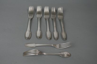 Lot of 12 silver forks (925) Minerva, model...