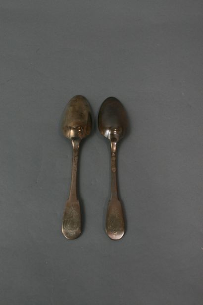 Two soup spoons in silver XVIIIth century,...