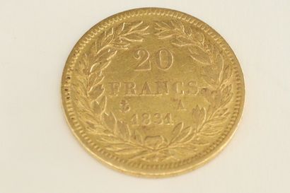 null Gold coin of 20 francs Louis-Philippe I Type Tiolier, edge in relief.

1831...
