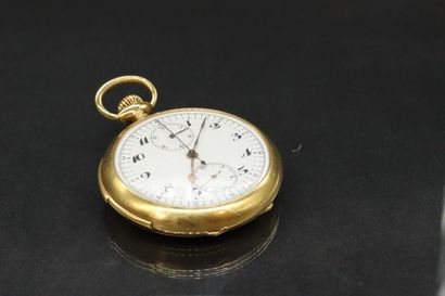 null Montre de gousset en or jaune 18k (750), cadran à fond blanc, sous cadran à...