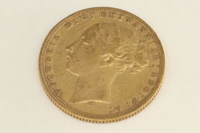 A gold coin of 1 sovereign Victoria 