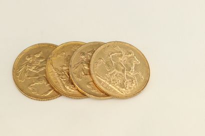 null Quatre pièces en or de 1 souverain Edouard VII.

1903 (x4)



Poids : 31.80...