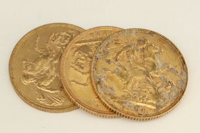null Trois pièces en or de 1 souverain Edouard VII.

1908 (x3)



Poids : 23.90 g...