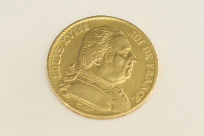 Pièce en or de 20 francs Louis XVIII buste...