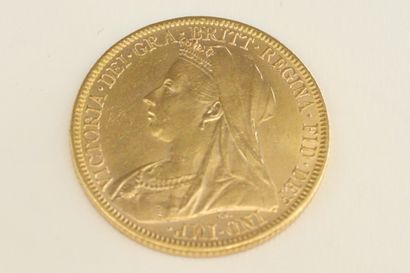 Gold coin of 1 sovereign Victoria 