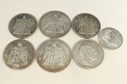 Set of silver coins :

- 5 francs Louis Philippe...