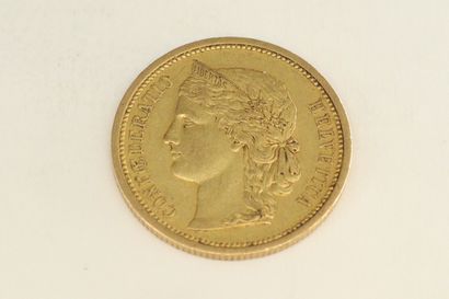 null Une pièce en or de 20 francs suisses " Tête Helvetia ".

1883 (x1).



Poids...