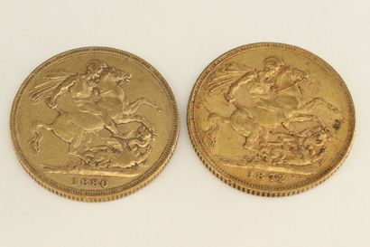 null Deux pièces en or de 1 souverain Victoria " young head ".

1872 (x1) - 1880...