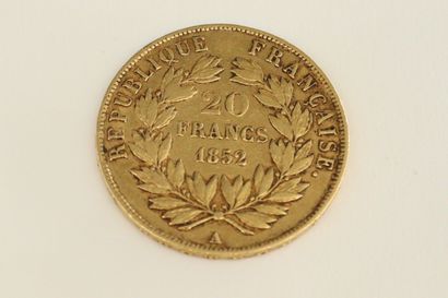 null Gold coin of 20 Francs Louis-Napoleon Bonaparte bare head (1852).

Weight :...