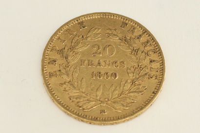 null Une pièce en or de 20 francs Napoléon III tête nue.

1860 BB (x1) 



BB : atelier...