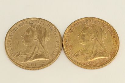null Deux pièces en or de 1 souverain Victoria " old head ".

- 1894 (x1) 

- 1894...