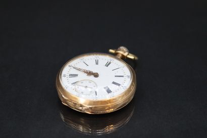 Pocket watch in 18K (750) yellow gold, white...