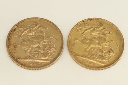 null Deux pièces en or de 1 souverain Victoria " effigie du jubilé ".

- 1892 (x1)

-...