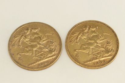 null Deux pièces en or de 1 souverain Victoria " effigie du jubilé ".

- 1890 (x1)

-...