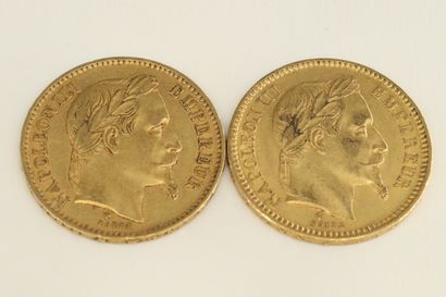 null Two gold coins of 20 francs Napoleon III head.

1863 BB (x1) - 1867 BB (x1)...