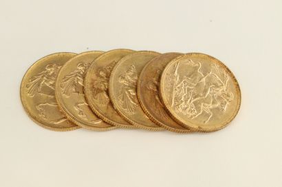 null Six pièces en or de 1 souverain Victoria " old head ".

- 1901 (x1)

- 1901...